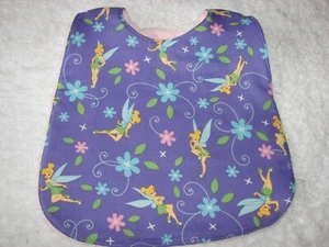 Tinkerbell Lilac Baby Bib Cotton Front Towelling Back Handmade - Picture 1 of 2
