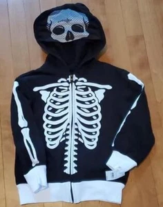 Boys Girls Skeleton Bones Hoodie Sweatshirt Size XS Sm Med Halloween Mask NWT - Picture 1 of 1