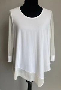Joseph Ribkoff White Top Blouse with Sheer Mesh Sleeves Floaty Cruise UK 10 NEW - Picture 1 of 12