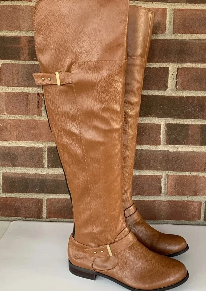 Ws12 Bar III 女式 Daphne 棕色人造皮革过膝长靴 5.5 M — 第 1/3 张图片