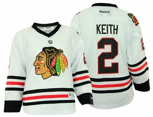 Reebok NHL Chicago Blackhawks Youth Girls Duncan Keith #2 Player Jersey, White - Picture 1 of 3