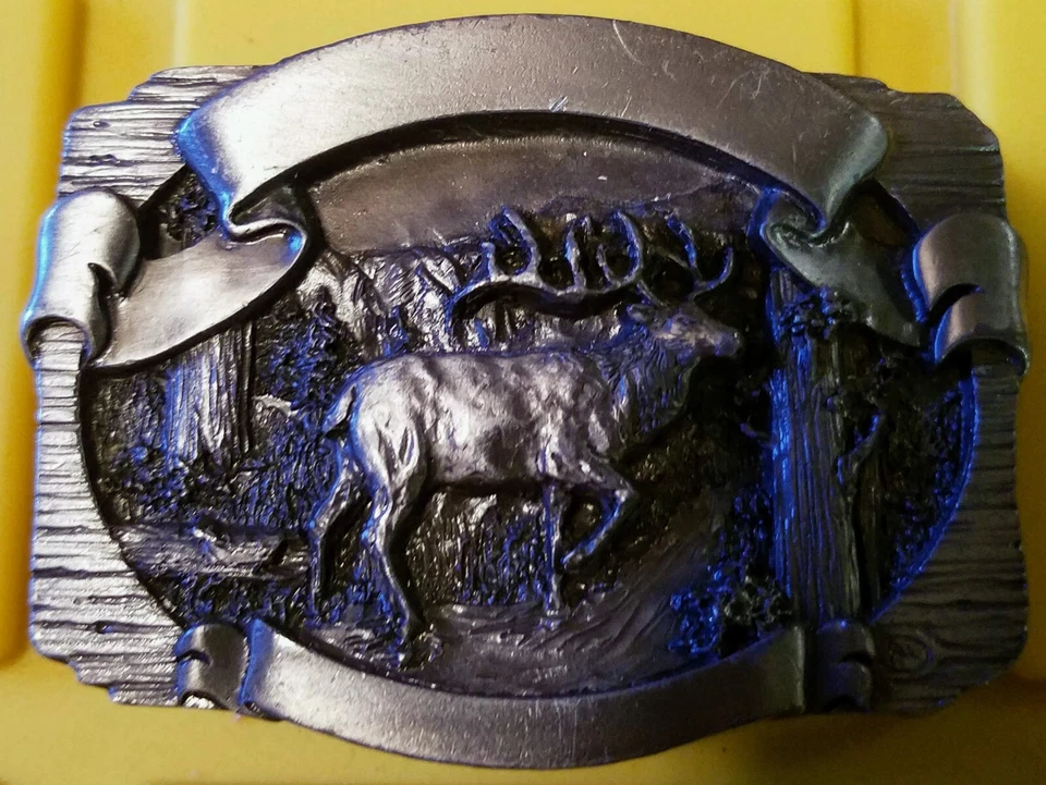 Hebilla de cinturón metal Buck Deer cinta en blanco para grabado Foto 1 de 3