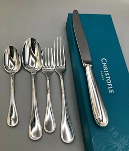 Perles by Christofle France Silverplate 5 piece Place Setting, New in Box - Picture 1 of 5