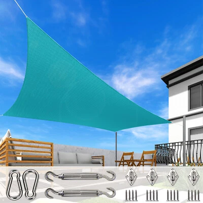 Parasol Vela Turquesa Rectángulo Bloque UV Exterior Toldo Patio Cubierta con Kit de 8"" Foto 1 de 4