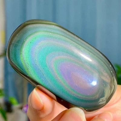 70G AAA Grade Natural Rainbow Eye Obsidian Quartz Crystal Palm Energy Healing - Image 1 of 4