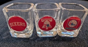 Vintage Philadelphia 76ers Logo NBA Basketball Shot Glasses Lot Of 3 - Picture 1 of 1
