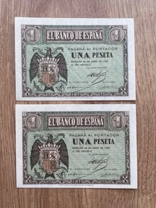 IBERMONEDA| España 1pta. x 2 1938 Abril, correlativos, plancha - Bild 1 von 2