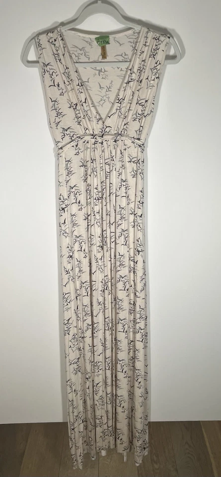 Vestido Vintage Y2K Rachel Pally Essie Maxi Crema Gaviota Estampado Completo Talla M Foto 1 de 4