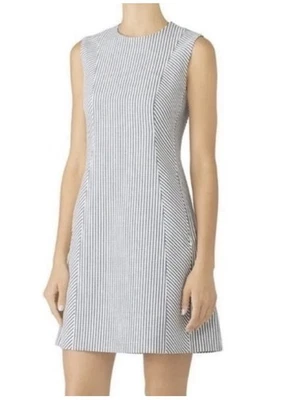 Theory Helaina Navy and White Striped Wool Mini Dress, Size 10 - Image 1 of 4