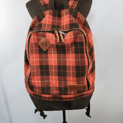Mochila de día clásica de lana L.L.Bean Check roja y negra a cuadros búfalo senderismo Foto 1 de 4