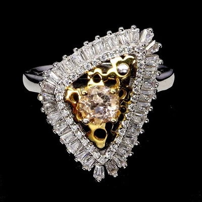 Anillo de plata de ley 925 redondo morganita 5 mm piedras preciosas naturales joyería tamaño 8 Foto 1 de 4