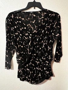 Preowned ALFANI Black Tan Geometric Top Plus Size 2X - Picture 1 of 10