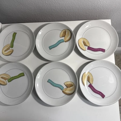 Juego de 8 platos de postre Fortune Cookies Nancy Green 2002 Boston Warehouse Foto 1 de 4