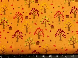Fat Quarter 18”x 21” Leaves Tree Fall Autumn Harvest Apple Orchard Fabric Cotton - Picture 1 of 1