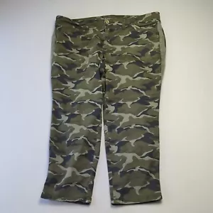 Torrid Womens Size 22 Green Camouflage Camo Straight Leg Jeans Denim Pants Crop - Picture 1 of 8