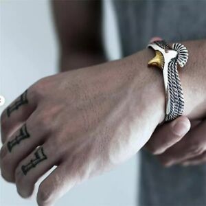 Viking Eagle Cuff Bracelet Valentines Day Gift for Boyfriend Adjustable 