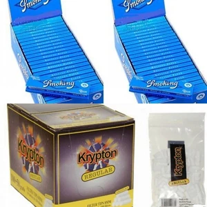 2x 50 Libritos papel de liar Smoking Blue 70 x 37mm + 2700 filtros Krypton 8mm - Imagen 1 de 3