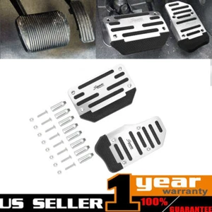 SILVER Non-Slip Automatic Gas Brake Foot Pedal Pad Cover Car Accessories Parts - Foto 1 di 8