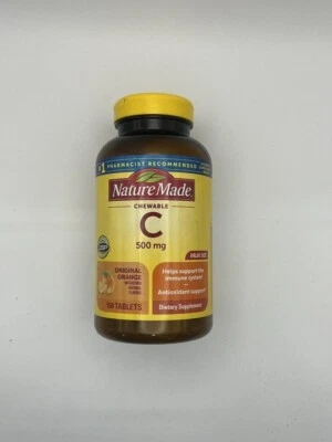 Vitamina C 500 mg 150 comprimidos mastigáveis feitos na natureza laranja validade 10/2025 - Imagem 1 de 2
