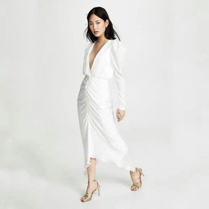 RONNY KOBO Astrid Jacquard Rüschen Kleid in Weiß Größe L - Bild 1 von 12
