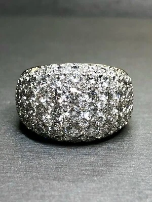 Anillo de cóctel Estate Gregg Ruth oro blanco de 18 quilates pavé de diamantes cúpula 5,56 quilates Foto 1 de 4