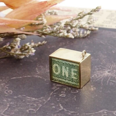 Georg Jensen Vintage 9ct gold one pound note charm / pendant, emergency money - Image 1 of 4