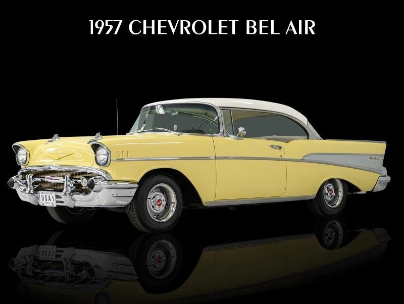 Chevrolet Bel Air 1957 en amarillo y blanco nuevo letrero de metal: 9 x 12" envío gratuito Foto 1 de 1