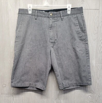 Volcom Shorts Mens 34 Corpo Class Chino Gray Striped 9" Surf Skate Street Wear - Image 1 of 4