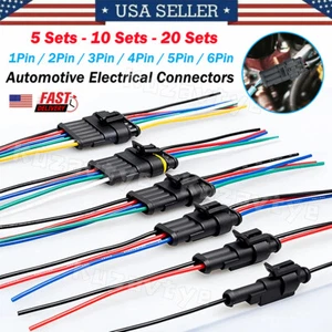 5/10 Sets 1/2/3/4/5/6 Pin Automotive Electrical Connectors Waterproof Wire Plugs - Picture 1 of 32