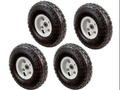 VARIOUS - ASK IF CONCERNED NEW 4 TIRE SET 10" STEEL AIR PNEUMATIC HAND TRUCK DOLLY WAGON INDUSTRIAL WHEEL