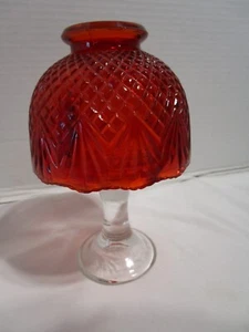 Vintage L.E. Smith Glass votive Fairy Lamp Candle Ruby Red Pineapple  7.75"H - Picture 1 of 8