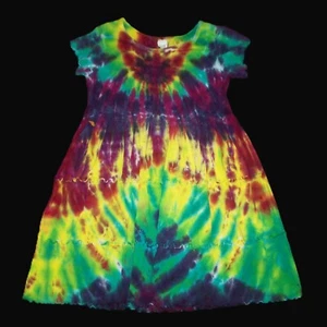 Tie Dye Ruffled Dress Bright Sunburst 4T Cap Sleeves Toddler Hippie Tye Dyed - Picture 1 of 1