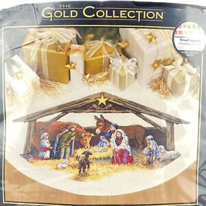 Dimensions Gold NATIVITY SCENE Tree Skirt Cross Stitch Religious Christmas 2007