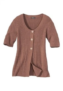 NEU - CHILLYTIME - GR. 36/38 - Strickjacke hellbraun kurzarm - Bild 1 von 4