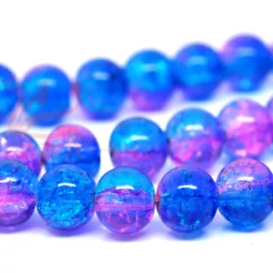 Pink Blue Glass Beads - 50/100/200 Glass Crackle 8mm Beads Jewelry Making GB2230 - Picture 1 of 3