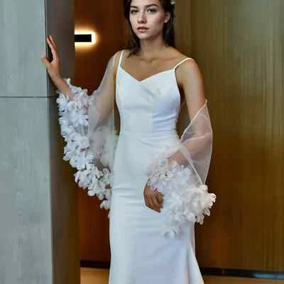 Short Wedding Jackets Bridal Shawls 3D Flowers Top Separate Bride Accesories - Image 1 of 4