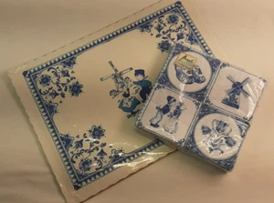 Tovagliette e tovaglioli carta olandese vintage blu mulino a vento ambiente Paesi Bassi sigillati - Foto 1 di 22