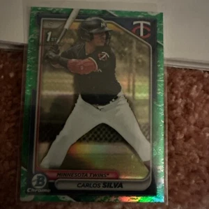 2024 Bowman Baseball Carlos Silva #BCP-120 1st Lunar Glow Refractor Twins - Picture 1 of 2