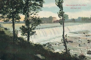 Dam Across St Saint Joe River Elkhart Indiana IN Postcard - Picture 1 of 2