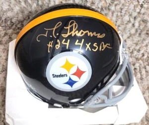 Autographed J.T. THOMAS "4x SBC" Pittsburgh Steelers Mini Helmet w/Show ticket - Picture 1 of 1