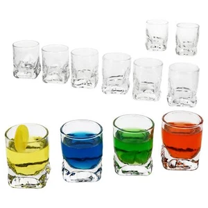 12x Frosty Schnapsgläser 2cl 4cl Shotglas Pinnchen Stamper schwerer Boden Relief - Bild 1 von 6