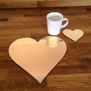Heart Placemats & Coasters - Many Mirror Colour Choices - Bespoke Made - Picture 1 of 5