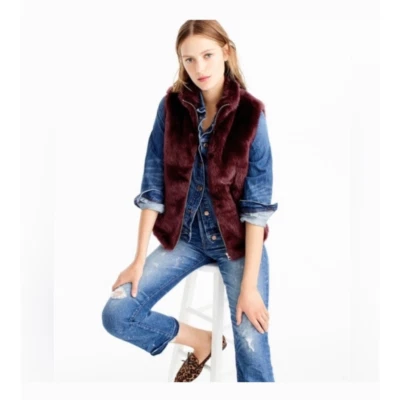 NUEVO J Crew Chaleco de Piel Sintética con Cremallera Foto 1 de 4