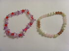 2 hand crafted beaded bracelets lot rose quartz pearls amethyst acrylic 50316