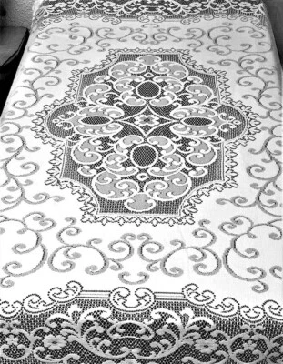 Classic Windermere White Cotton Blend Lace Tablecloth 72 x 88 Dining Room - Image 1 of 4