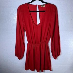 Show Me Your Mumu Women's Size Small Red Rainey Mini Dress Long Sleeves Cut Out - Picture 1 of 12
