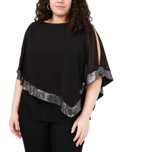 Nueva blusa para mujer $79 MSK lentejuelas manga dividida superpuesta manga corta A2395 - Imagen 1 de 20