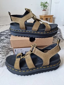 Nartilla Nubuck khaki olive DM sandals Dr Martens size 5 UK lace up gladiator 🤎 - Picture 1 of 8
