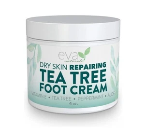 Eva Naturals Tea Tree Foot Cream Lotion w/ Peppermint for Dry Cracked Heels Feet - Picture 1 of 11