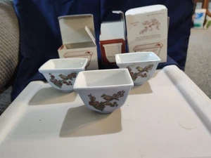 Lot Of Three - Yellow Bird Cherry Blossom Mini Planter, Succulent Pot, Sake Cup  - Picture 1 of 10